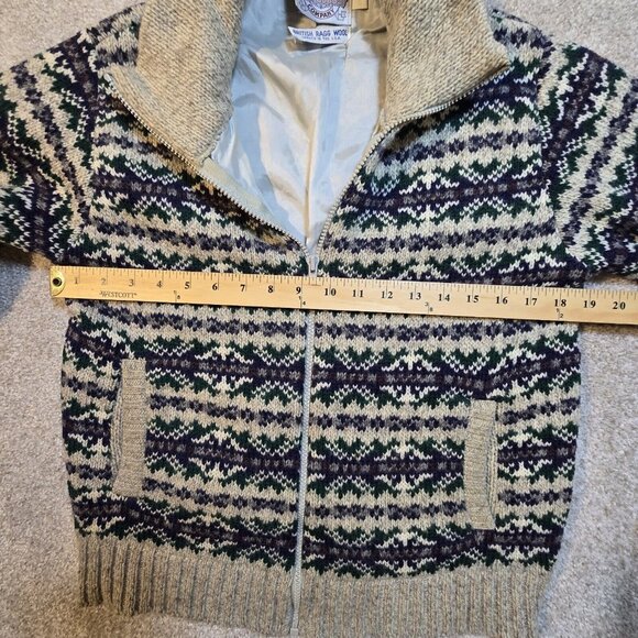 Cambridge VTG Fair Isle Sweater Ragg Wool Full Zip Lined Jacket USA Made Women L - Picture 4 of 12
